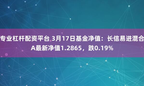 专业杠杆配资平台 3月17日基金净值：长信易进混合A最新净值1.2865，跌0.19%