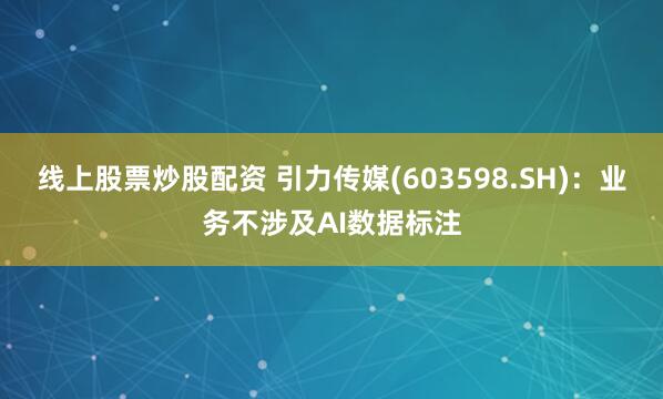 线上股票炒股配资 引力传媒(603598.SH)：业务不涉及AI数据标注