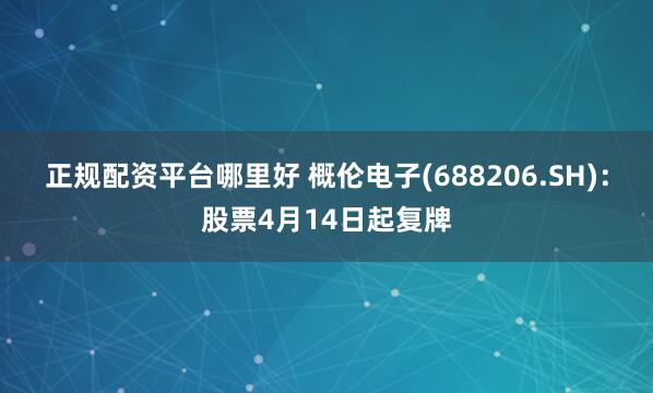 正规配资平台哪里好 概伦电子(688206.SH)：股票4月14日起复牌