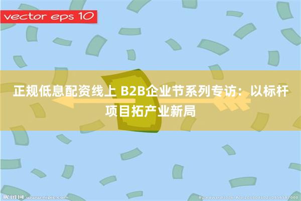 正规低息配资线上 B2B企业节系列专访：以标杆项目拓产业新局